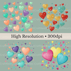 Heart Confetti Clipart Bundle - CraftNest - Digital Crafting and Art