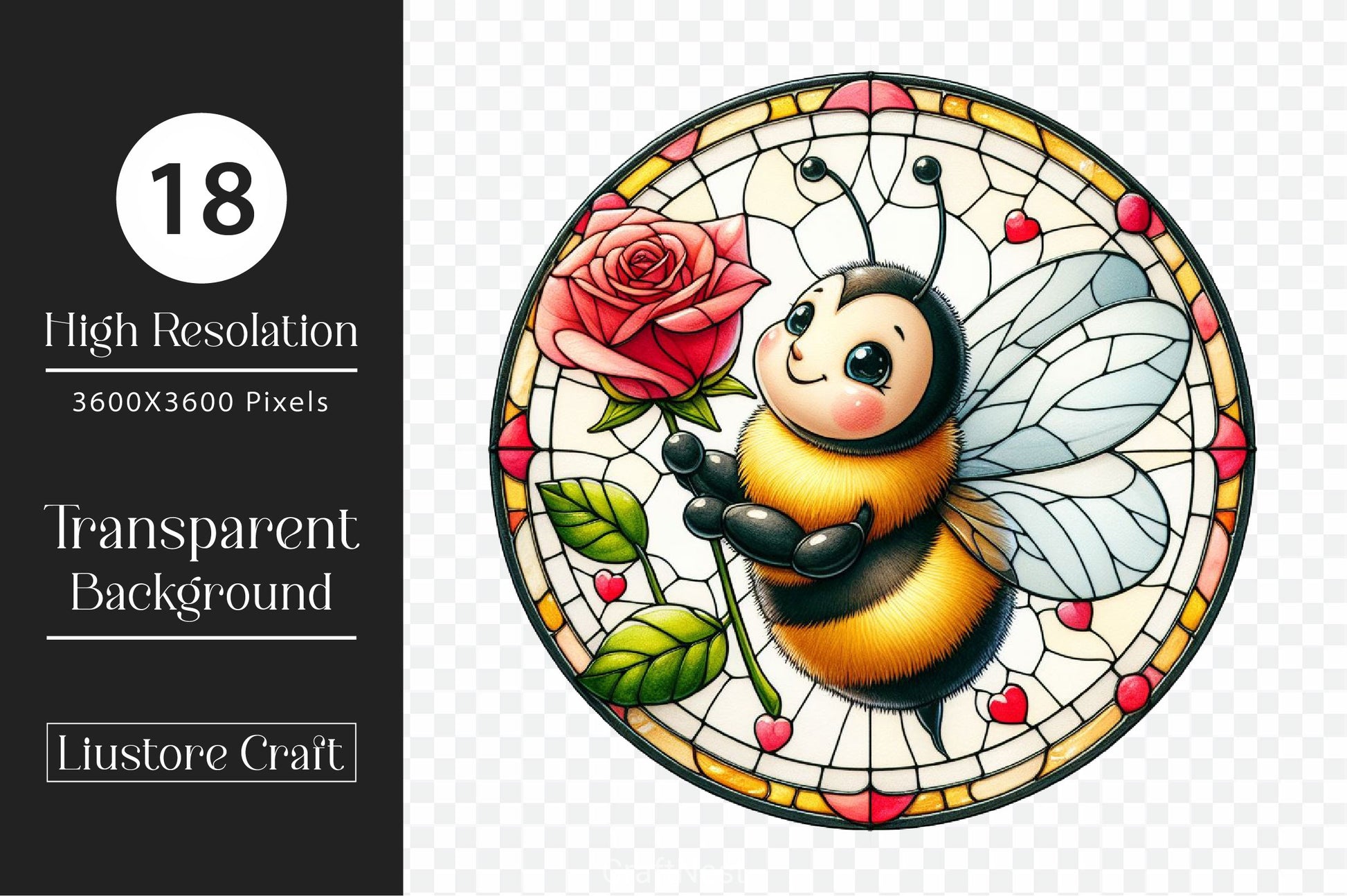 Bee Wind Spinner Stained Glass Clipart Bundle - CraftNest - Digital Crafting and Art