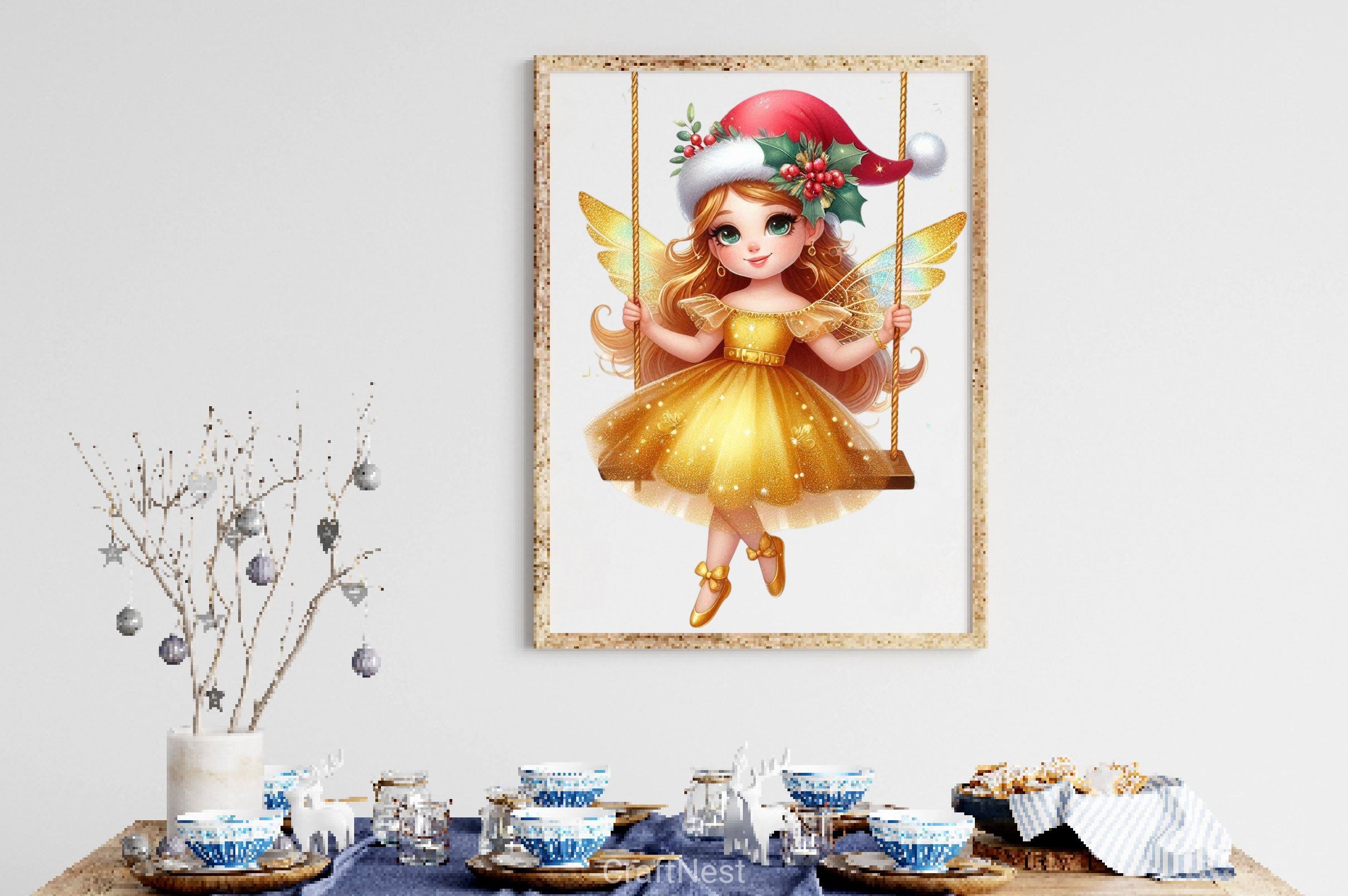 Christmas Golden Fairy Clipart Bundle - CraftNest - Digital Crafting and Art