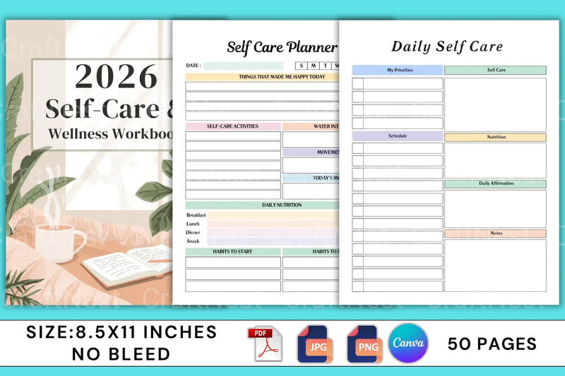 Self Care Wellness Workbook - CraftNest - Digital Crafting and Art