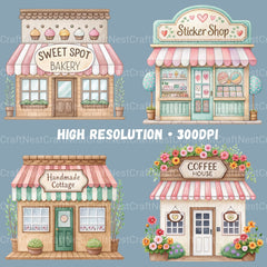 Village Shops Clipart Bundle - CraftNest - Digital Crafting and Art
