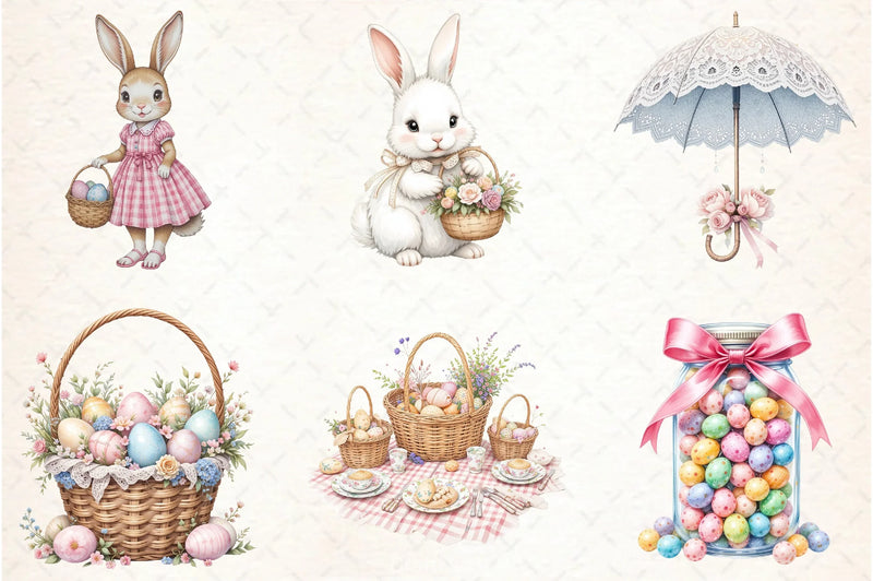 Pink & White Easter Clipart Bundle - CraftNest - Digital Crafting and Art