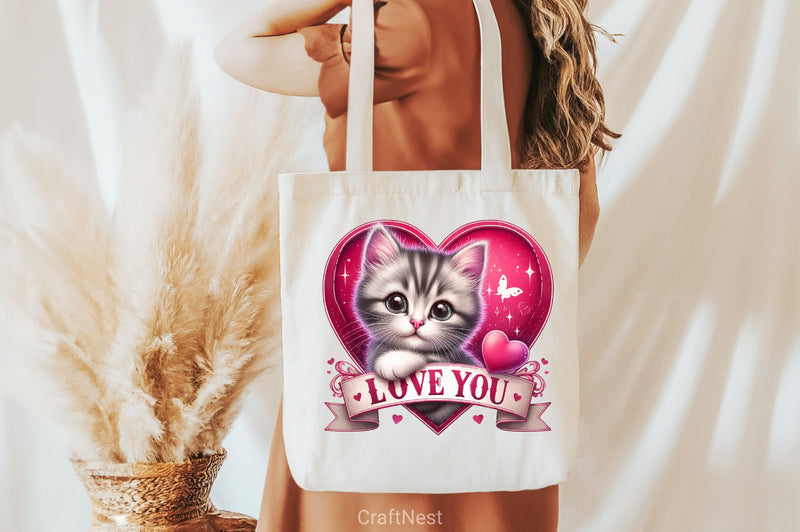 Love You Cat Valentine's Day Clipart Bundle 1 - CraftNest - Digital Crafting and Art