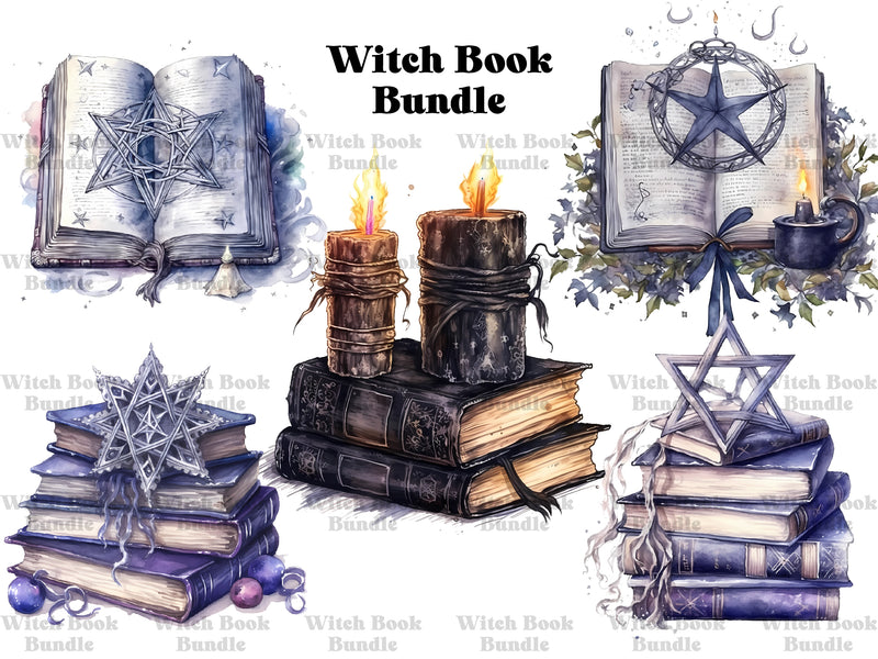 Witch Spell Books Clipart - CraftNest