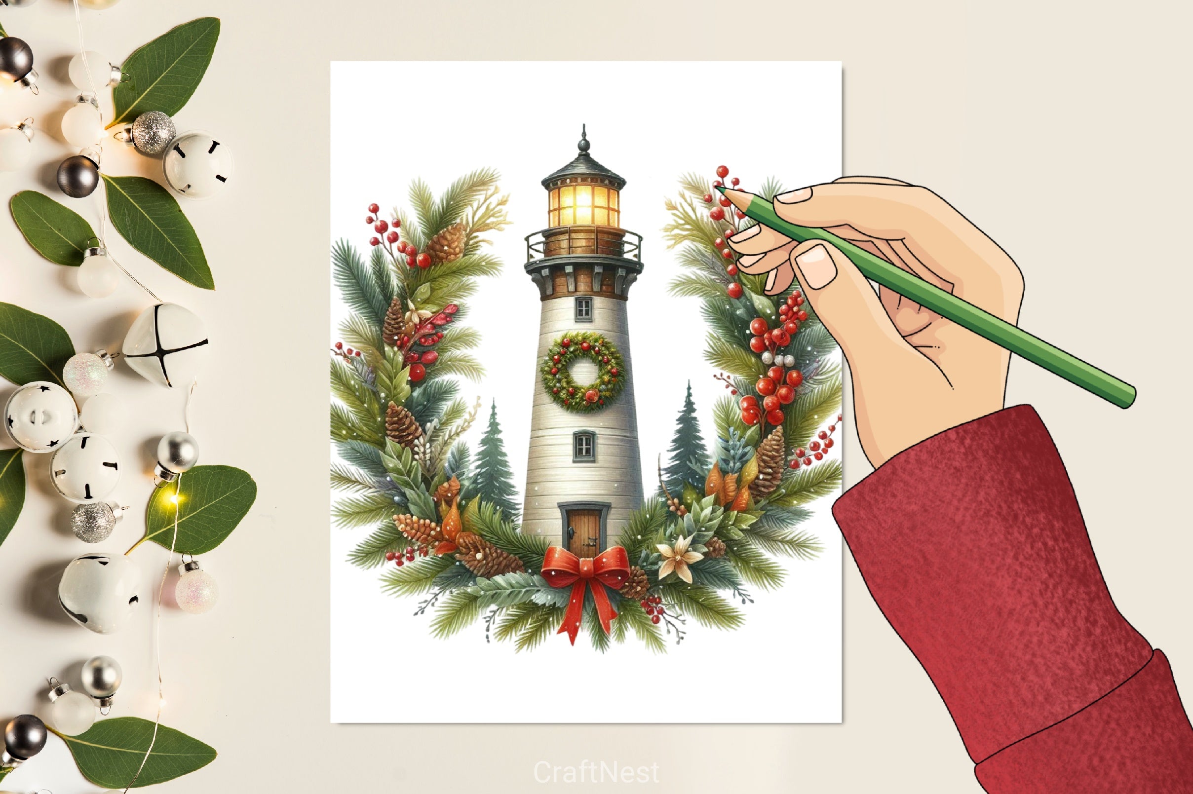 Christmas Lighthouse Clipart Bundle 2 - CraftNest - Digital Crafting and Art