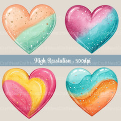 Glitter Hearts Clipart Bundle - CraftNest - Digital Crafting and Art