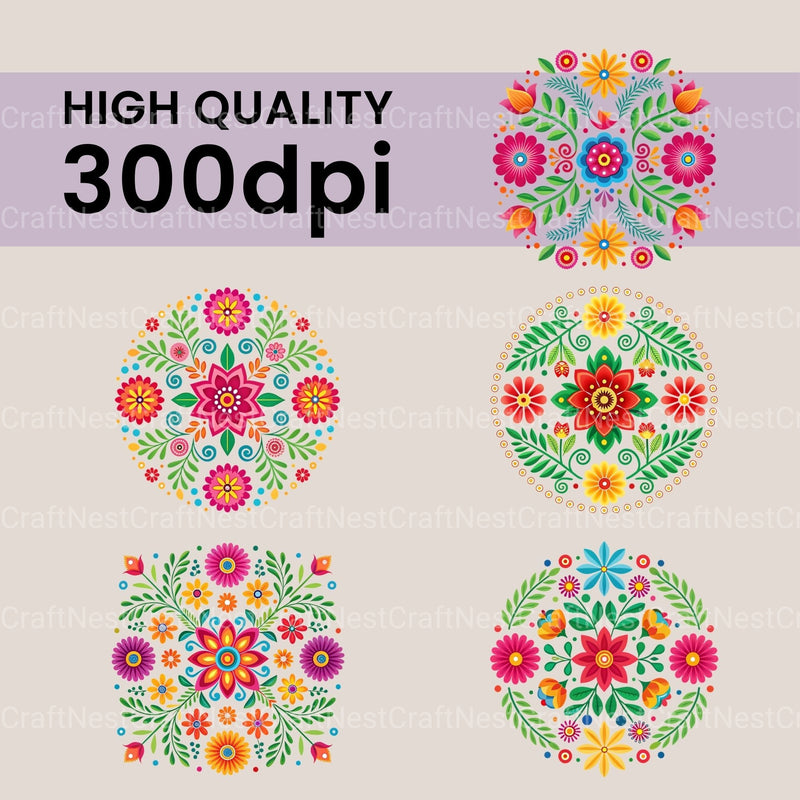 Mexican Embroidery Clipart Bundle - CraftNest - Digital Crafting and Art