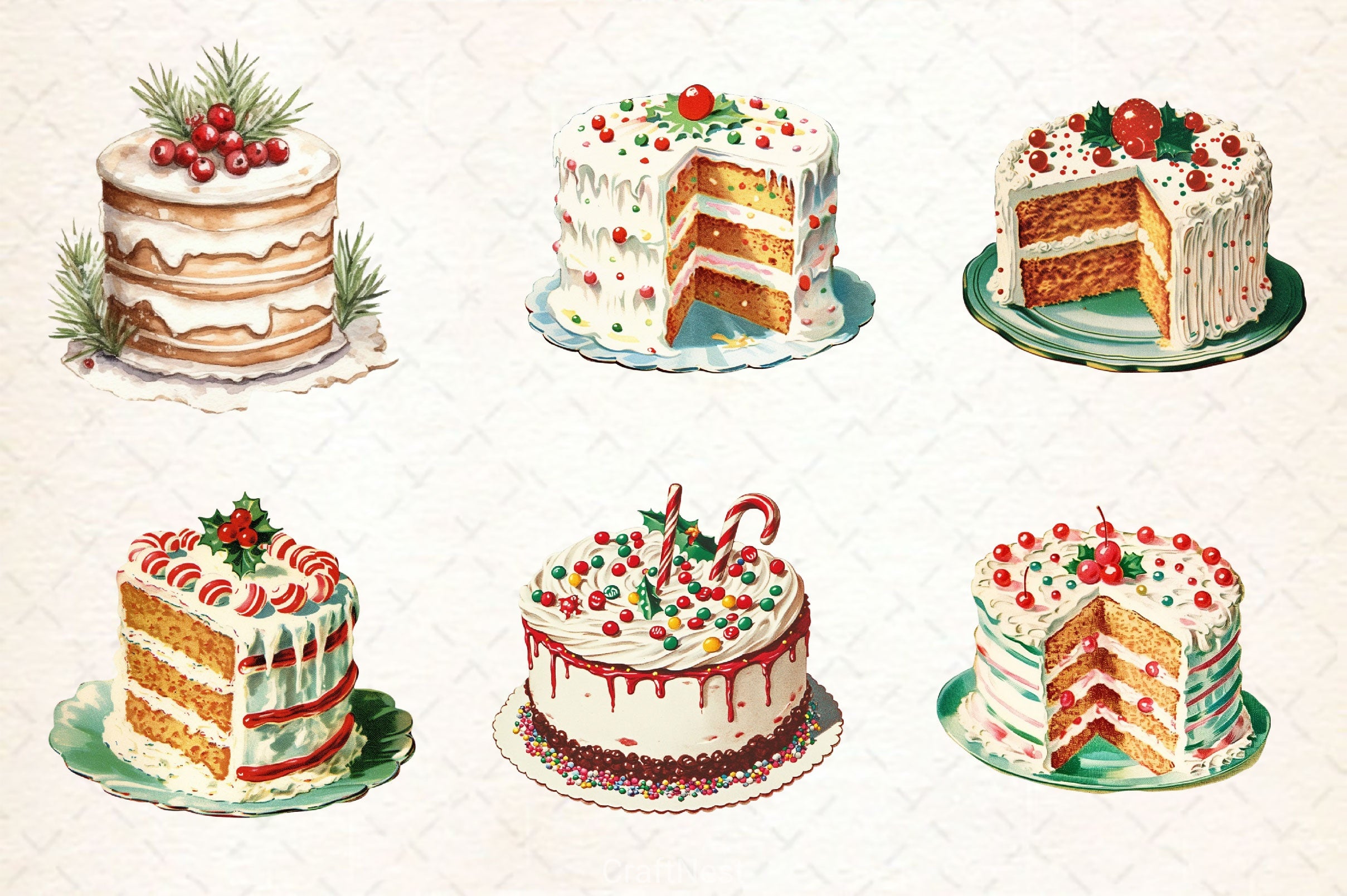 Christmas Cake Clipart Bundle 9 - CraftNest - Digital Crafting and Art