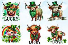 St Patrick's Day Highland Cow Clipart Bundle - CraftNest - Digital Crafting and Art