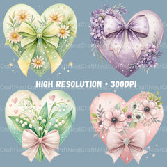 Heart Coquette Bow Clipart Bundle - CraftNest - Digital Crafting and Art