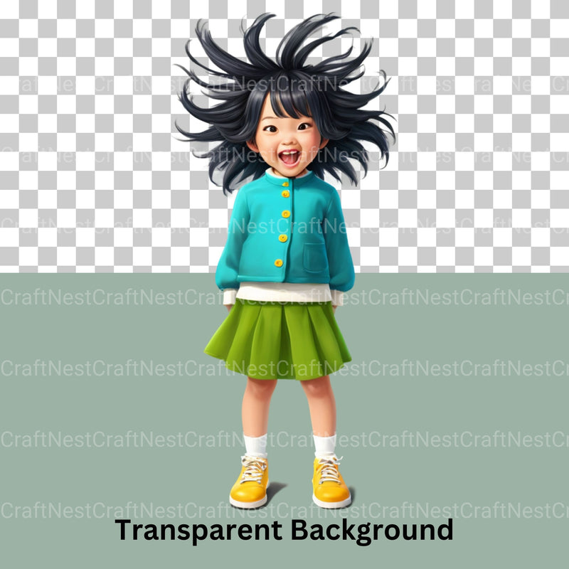 Quirky Kids Asian Clipart Bundle - CraftNest - Digital Crafting and Art