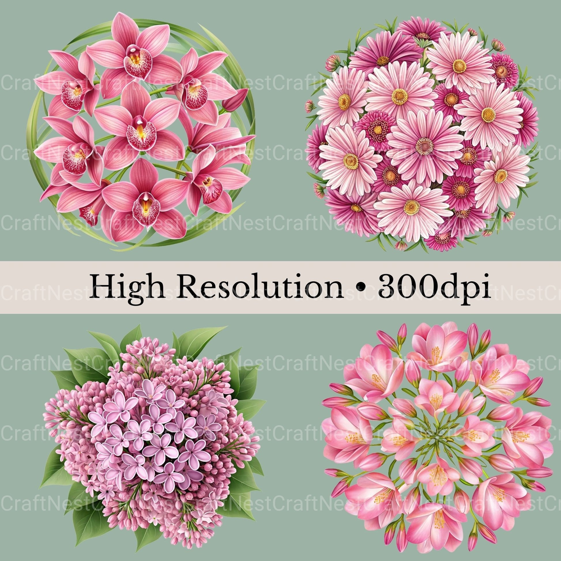 Pink Coquette Flowers Clipart Bundle - CraftNest - Digital Crafting and Art