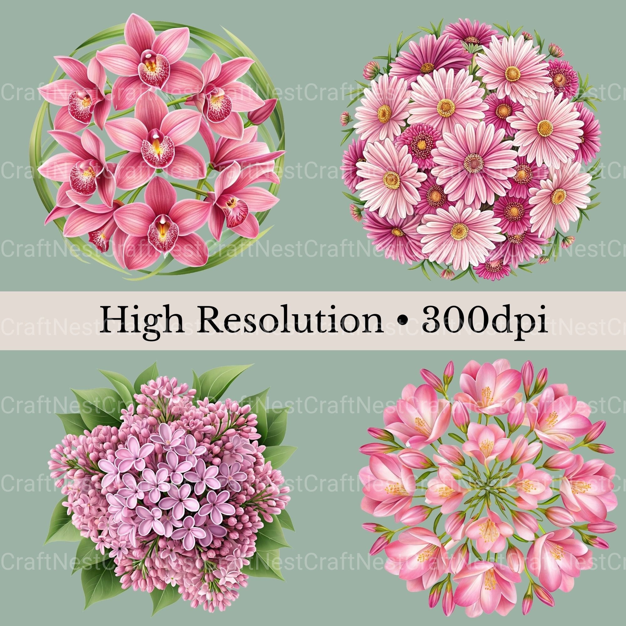 Pink Coquette Flowers Clipart Bundle - CraftNest - Digital Crafting and Art