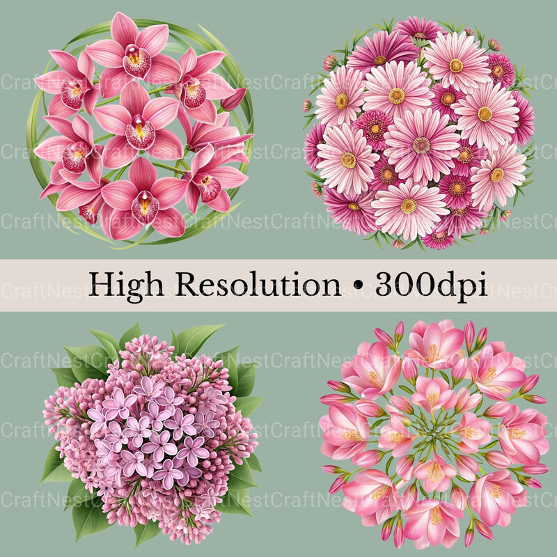 Pink Coquette Flowers Clipart Bundle - CraftNest - Digital Crafting and Art