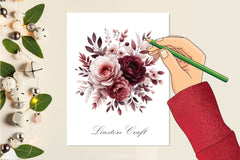 Burgundy Blush Floral Clipart Bundle - CraftNest - Digital Crafting and Art