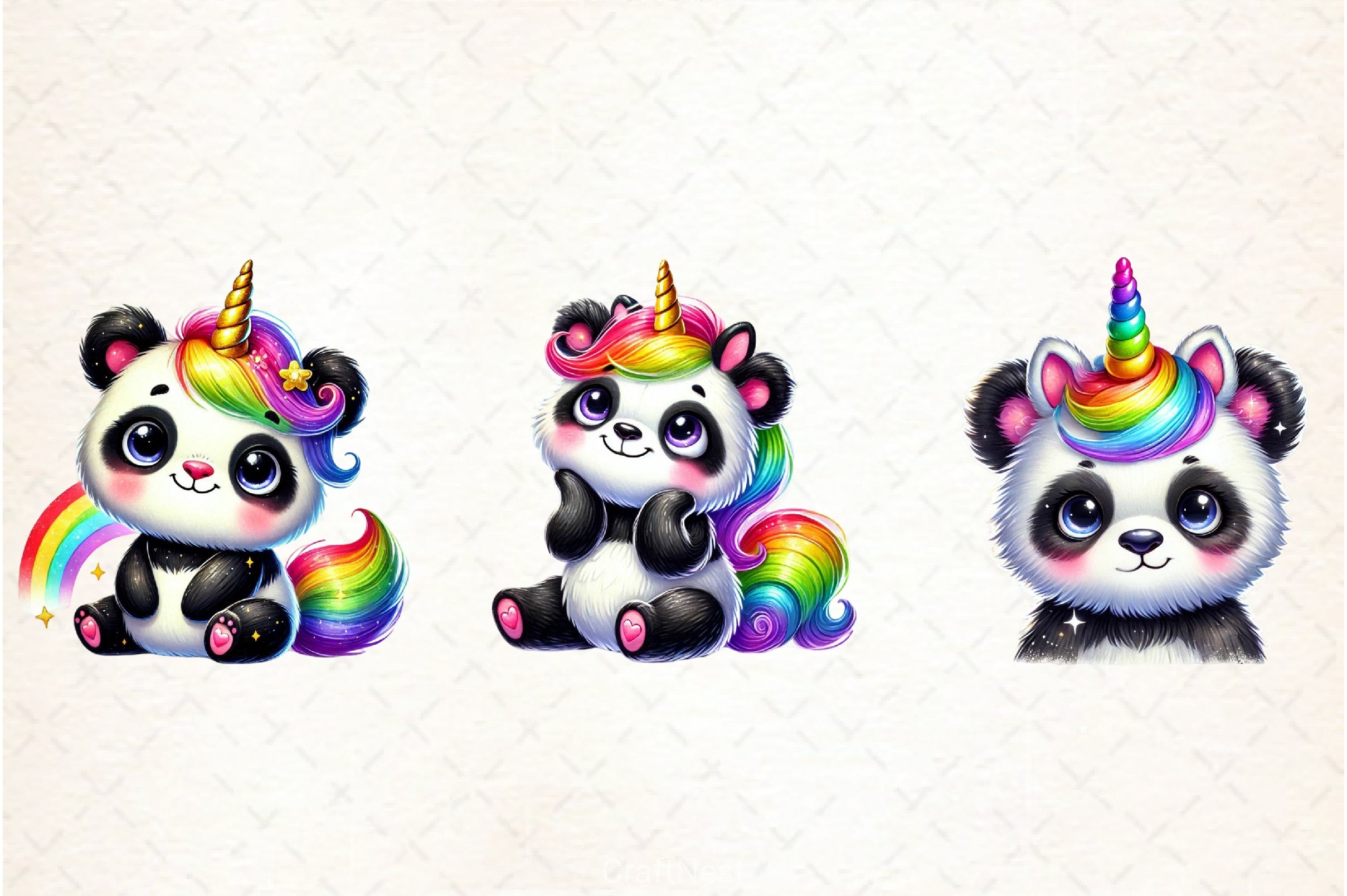 Unicorn Panda Clipart Bundle - CraftNest - Digital Crafting and Art