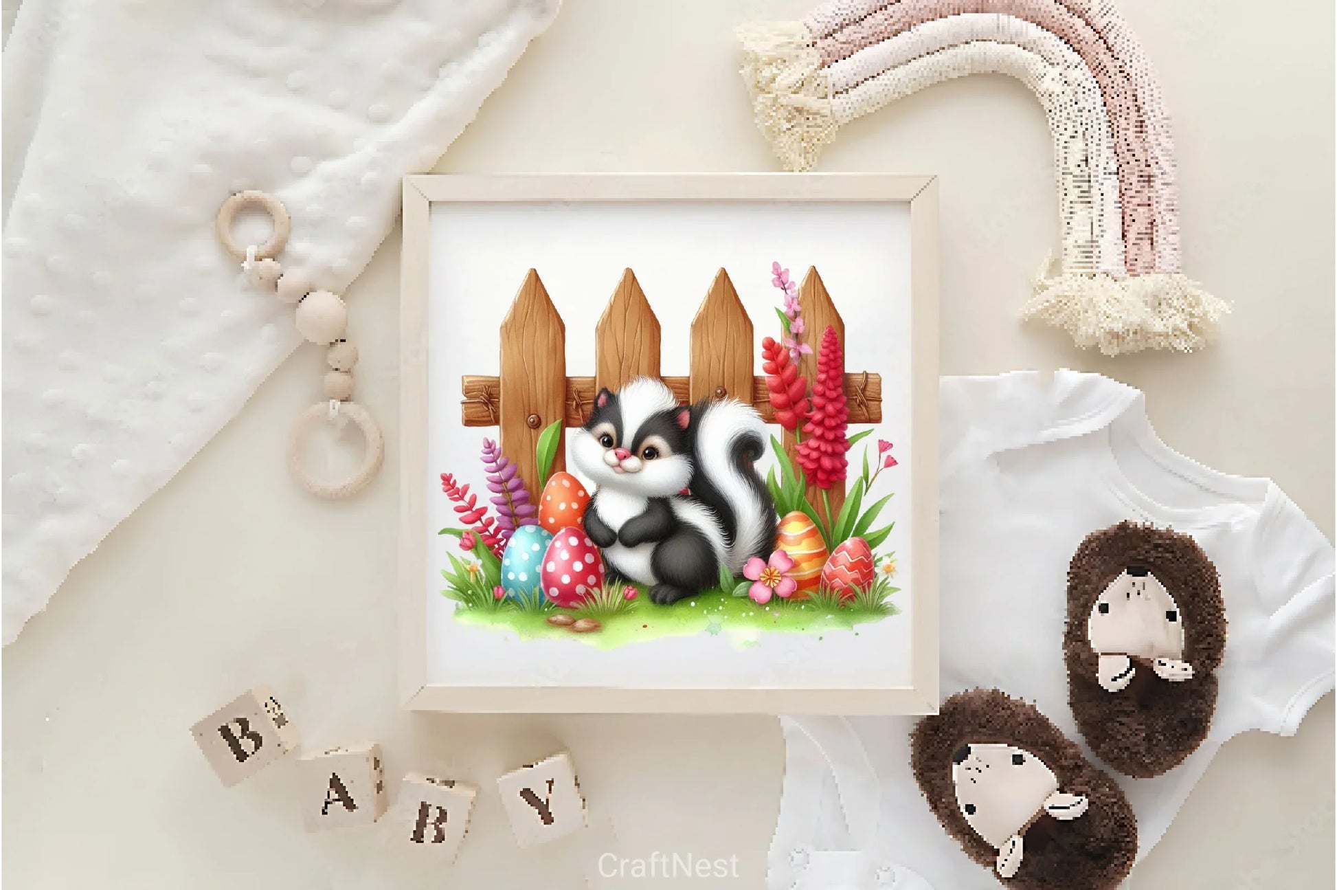 Easter Animal With Wooden Fence Clipart Bundle - CraftNest - Digital Crafting and Art