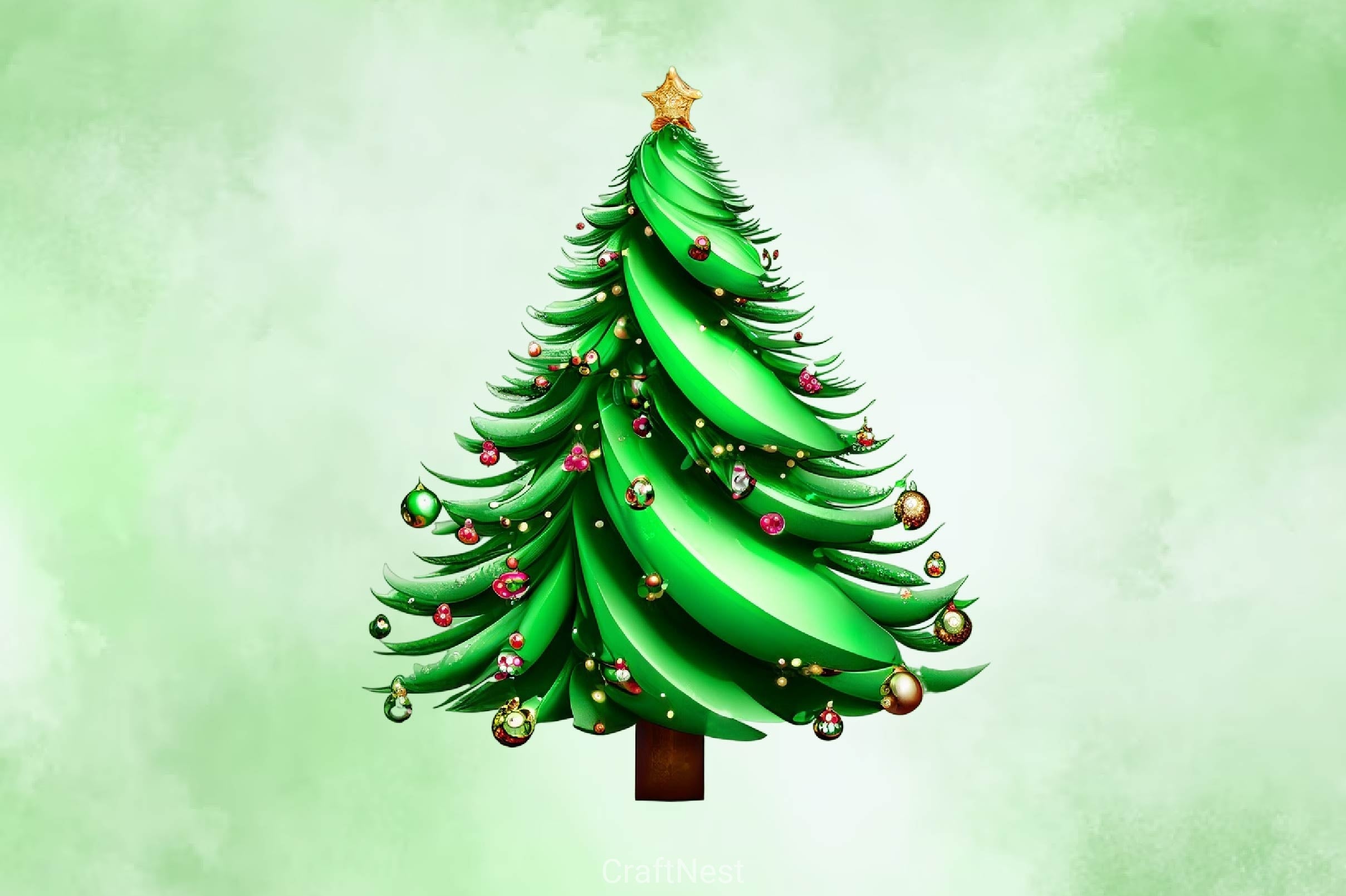 Green Glam Christmas Tree Clipart Bundle - CraftNest - Digital Crafting and Art