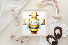 Cute Bee Wooden In A Cross Clipart Bundle - CraftNest - Digital Crafting and Art