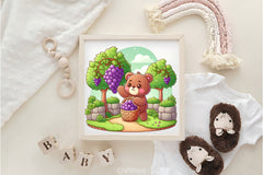 Teddy Bear In Grape Garden Clipart Bundle - CraftNest - Digital Crafting and Art