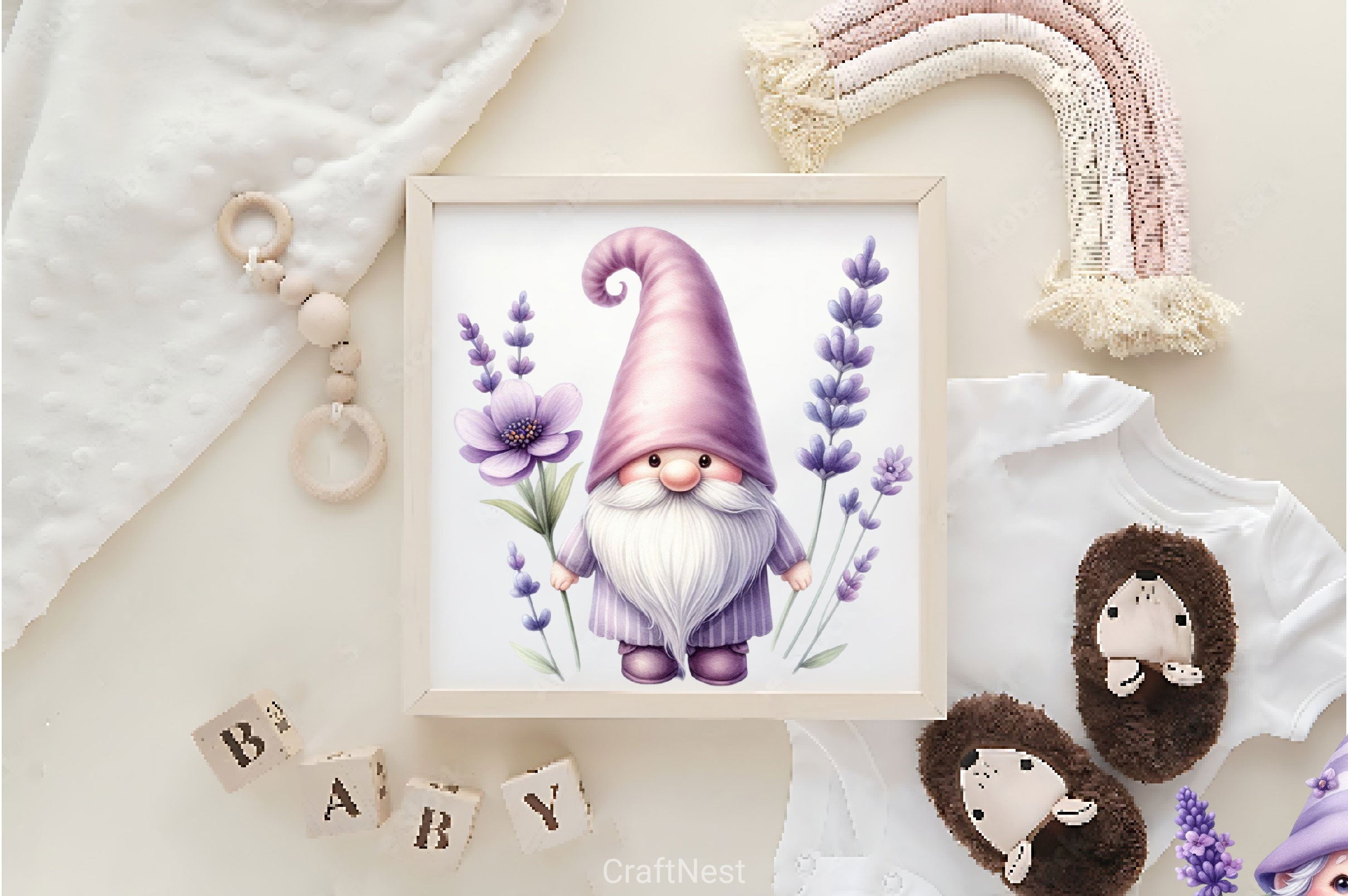 Lavender Gnome Clipart Bundle - CraftNest - Digital Crafting and Art