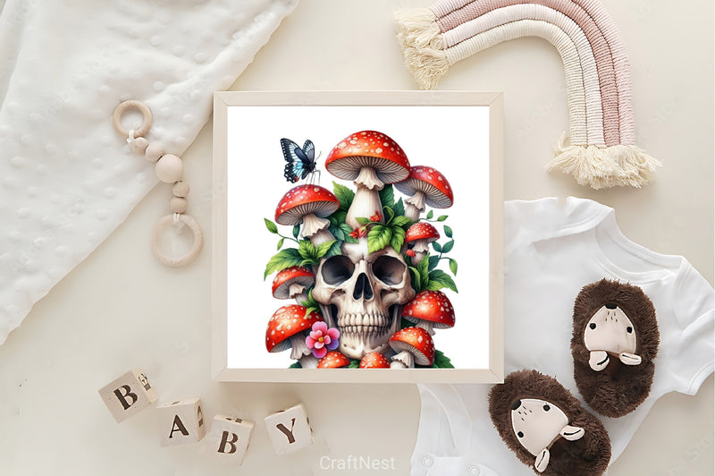 Skull & Mushrooms Clipart Bundle - CraftNest - Digital Crafting and Art