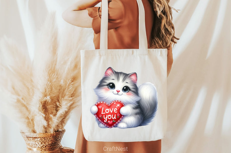 Love You Cat Valentine's Day Clipart Bundle 9 - CraftNest - Digital Crafting and Art