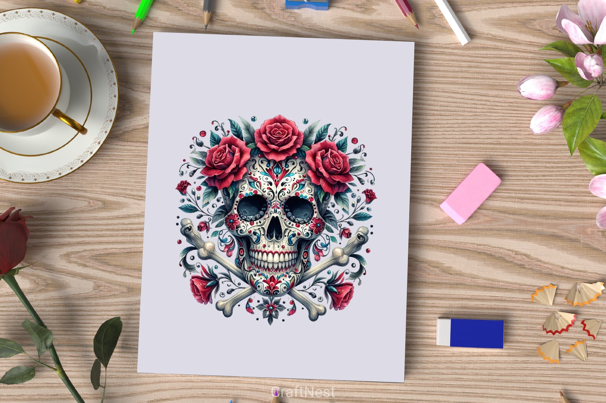Skull Face Death Flower Clipart Bundle - CraftNest - Digital Crafting and Art