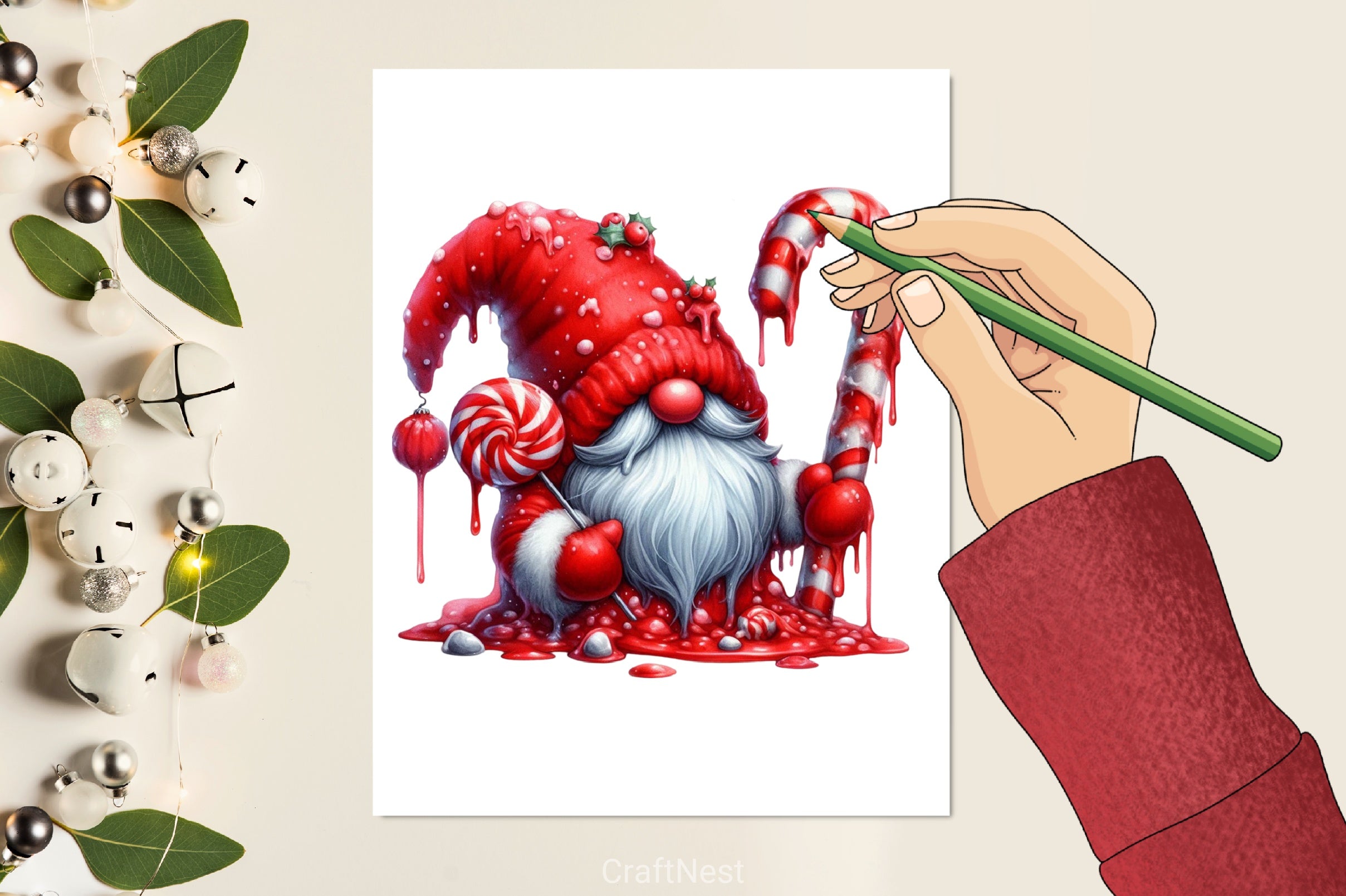 Christmas Candy Cane Gnome Clipart Bundle - CraftNest - Digital Crafting and Art