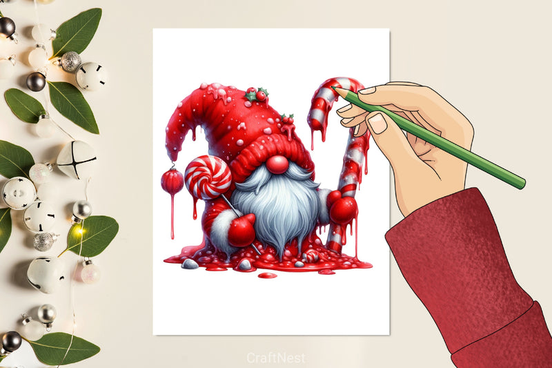 Christmas Candy Cane Gnome Clipart Bundle - CraftNest - Digital Crafting and Art