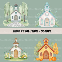 Countryside Churches Clipart Bundle - CraftNest - Digital Crafting and Art