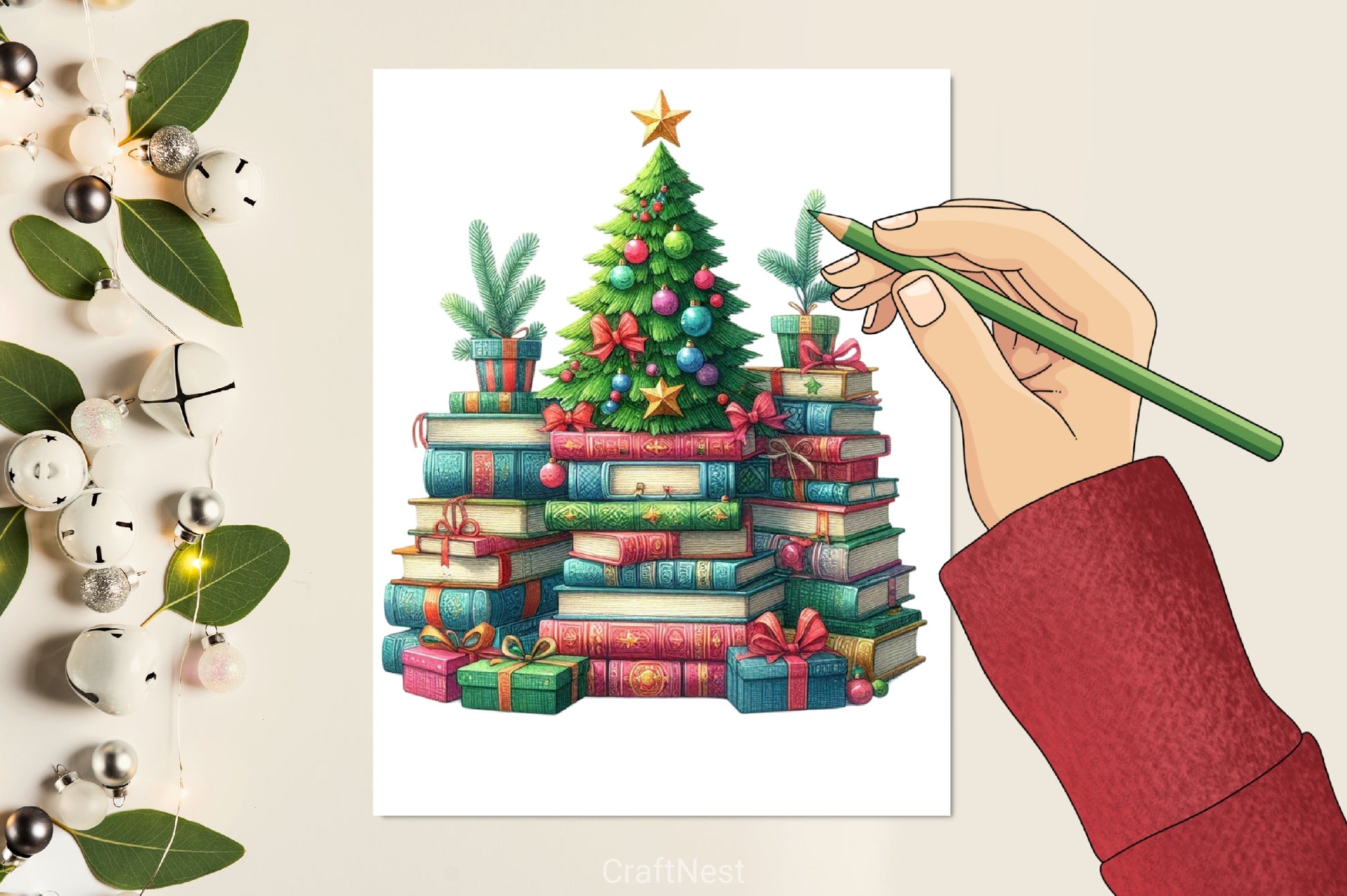 Christmas Books Tree Clipart Bundle - CraftNest - Digital Crafting and Art