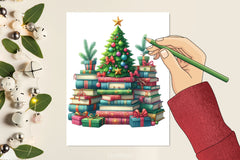 Christmas Books Tree Clipart Bundle - CraftNest - Digital Crafting and Art