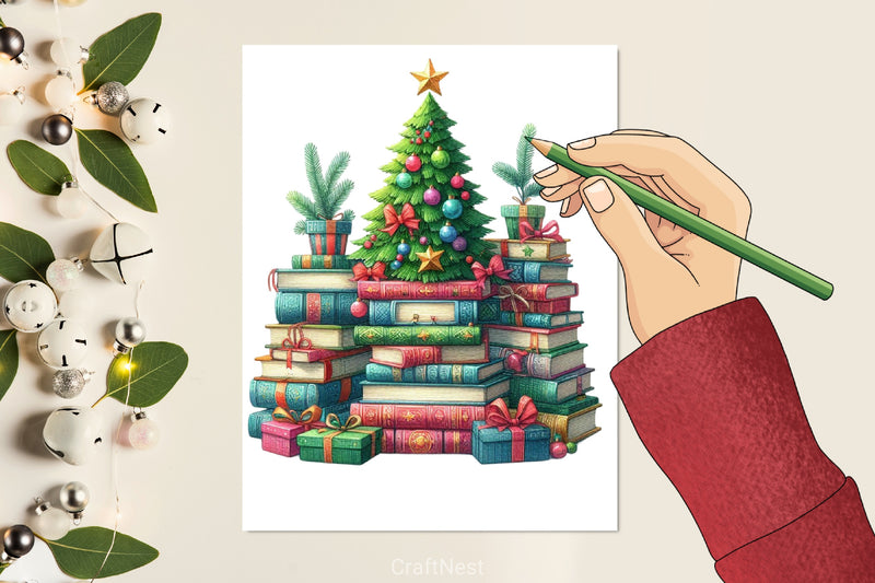 Christmas Books Tree Clipart Bundle - CraftNest - Digital Crafting and Art