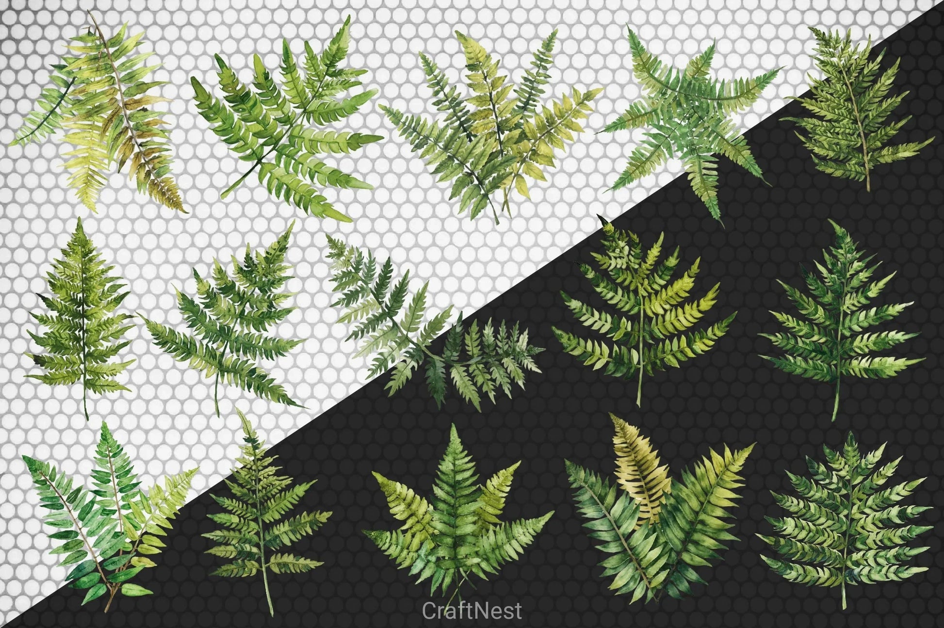 Fern Green Leaves Clipart Bundle - CraftNest - Digital Crafting and Art