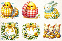 Yellow Easter Gingham Clipart Bundle - CraftNest - Digital Crafting and Art