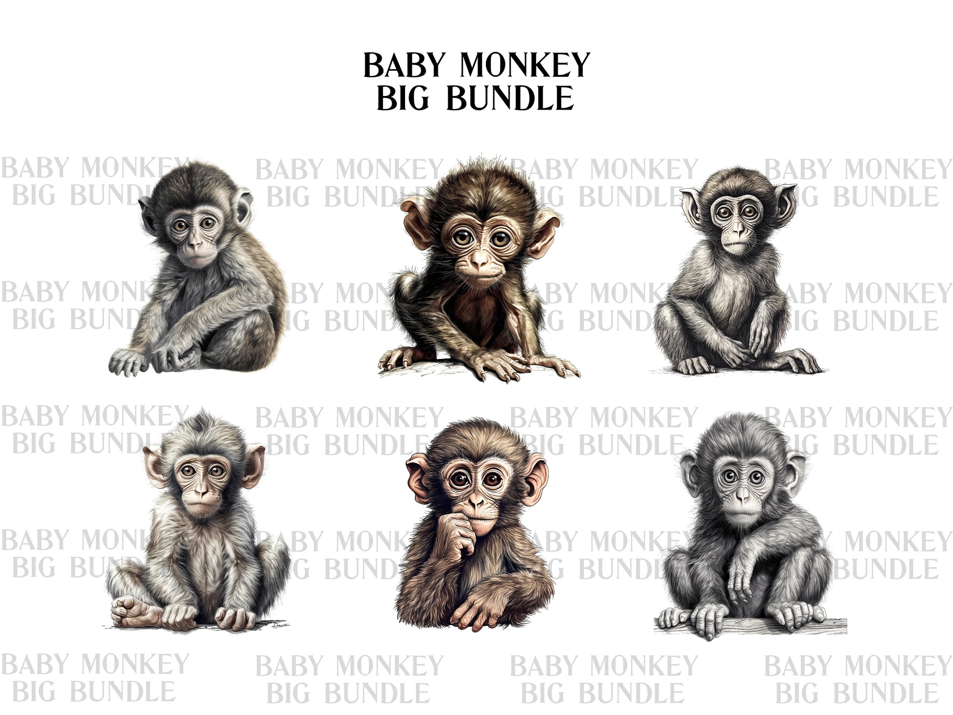 Baby Monkey Clipart - CraftNest