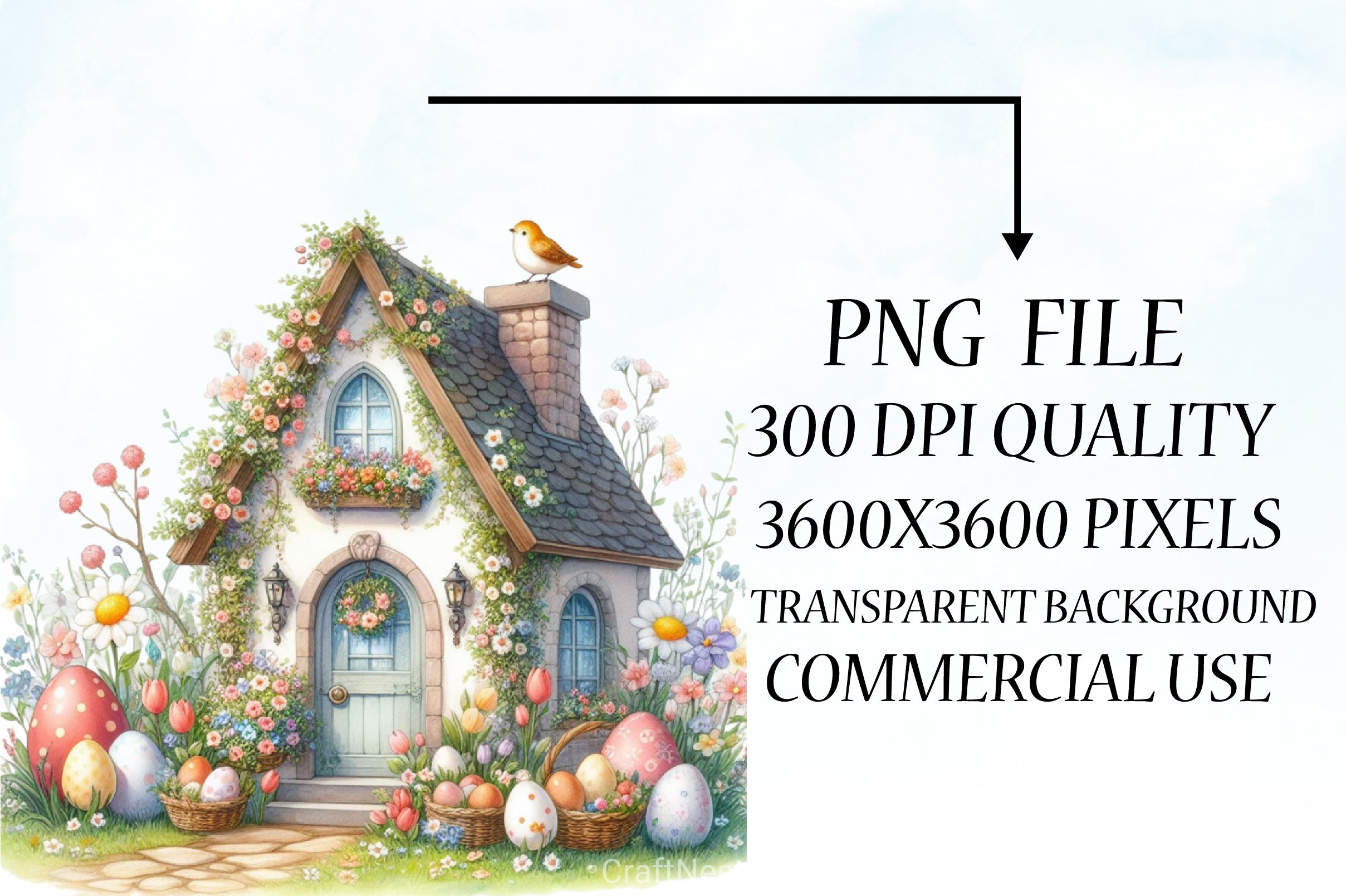 Cute Easter Eggs House Clipart Bundle - CraftNest - Digital Crafting and Art