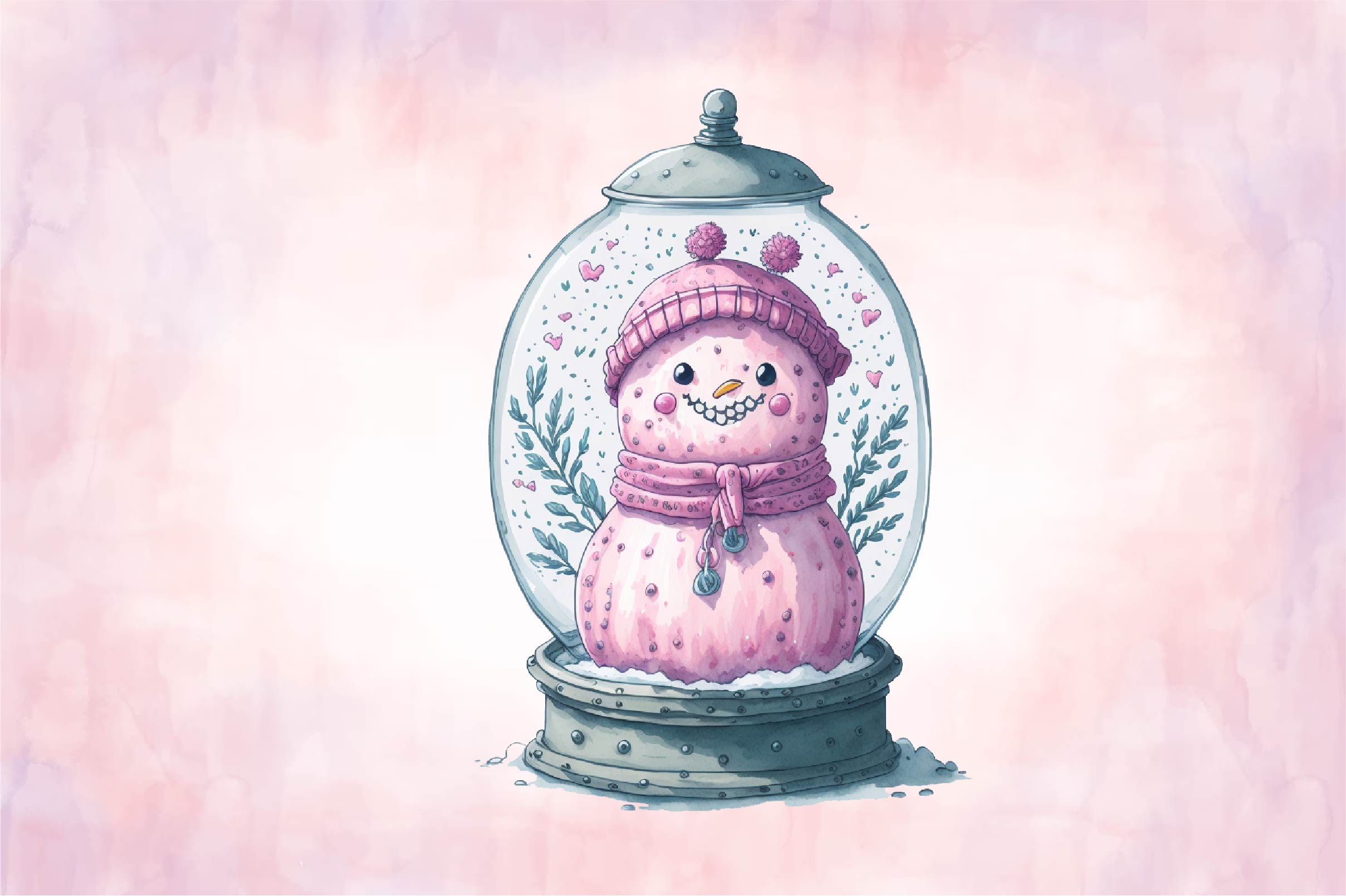 Pink Snowman In Snow Globe Clipart Bundle 1 - CraftNest - Digital Crafting and Art