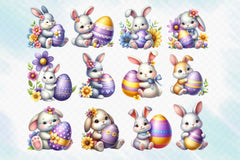Easter Bunny With Egg Clipart Bundle 2 - CraftNest - Digital Crafting and Art