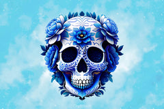 Royal Blue Floral Skulls Clipart Bundle - CraftNest - Digital Crafting and Art