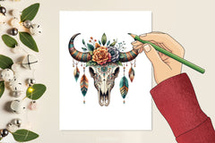 Boho Bull Skull Clipart Bundle - CraftNest - Digital Crafting and Art