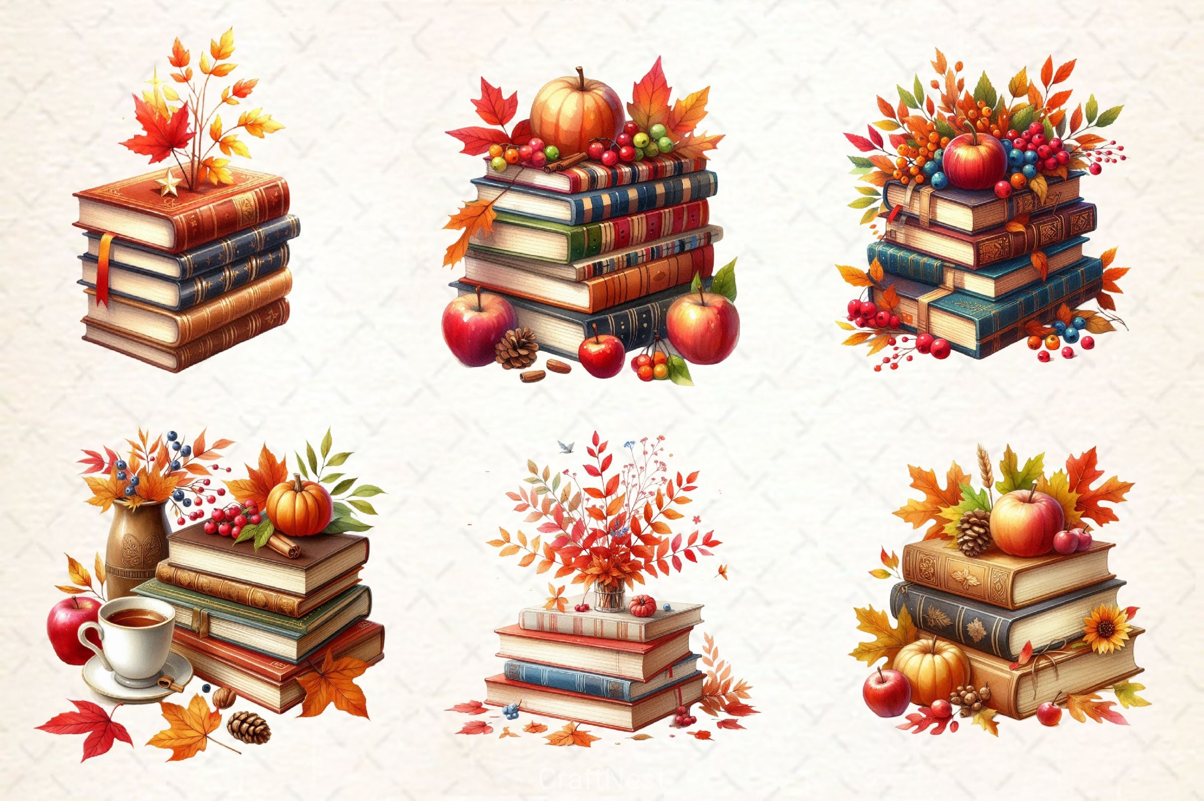 Autumn Books Clipart Bundle 4 - CraftNest - Digital Crafting and Art