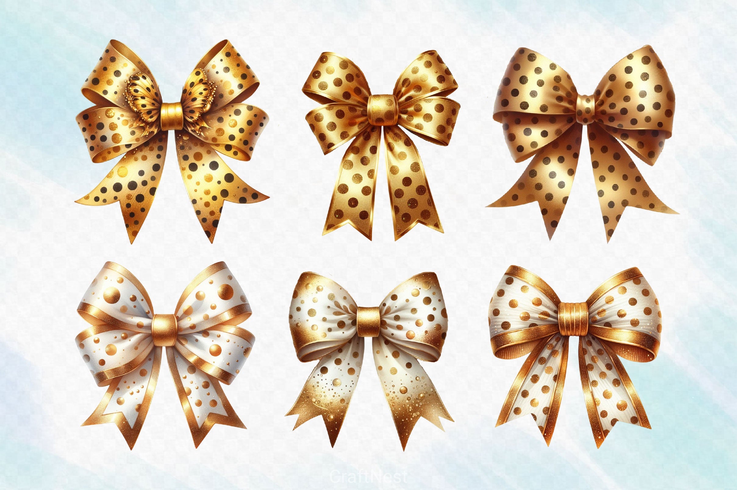 Gold Bow Clipart Bundle 3 - CraftNest - Digital Crafting and Art