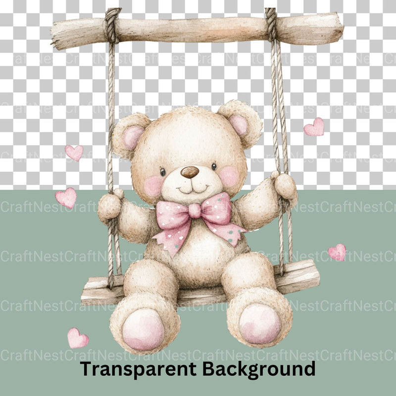 Pink Teddy Bear Clipart Bundle - CraftNest - Digital Crafting and Art