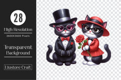 Valentines Black Cat Clipart Bundle 2 - CraftNest - Digital Crafting and Art