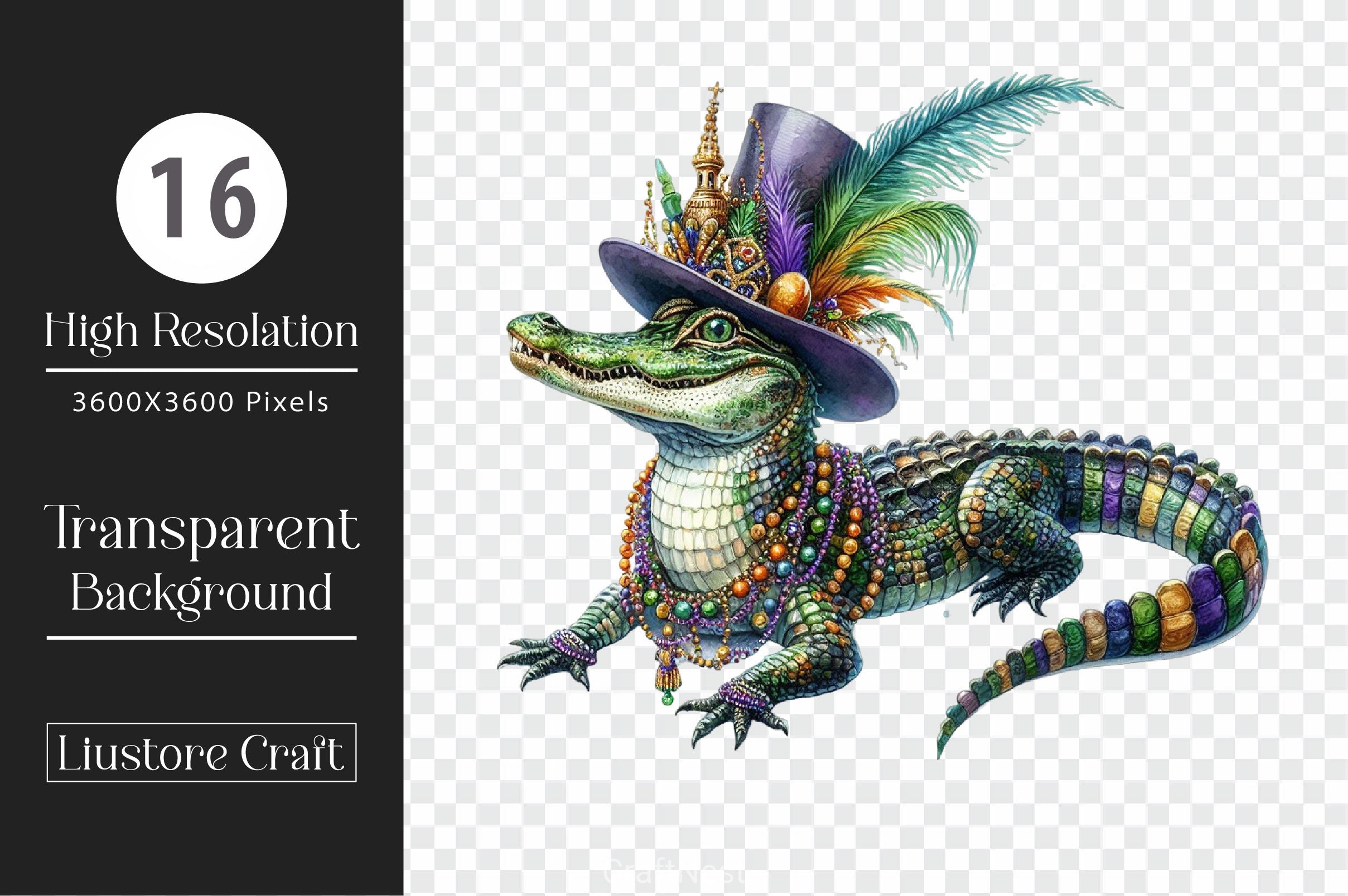 Mardi Gras Crocodile Clipart Bundle 7 - CraftNest - Digital Crafting and Art