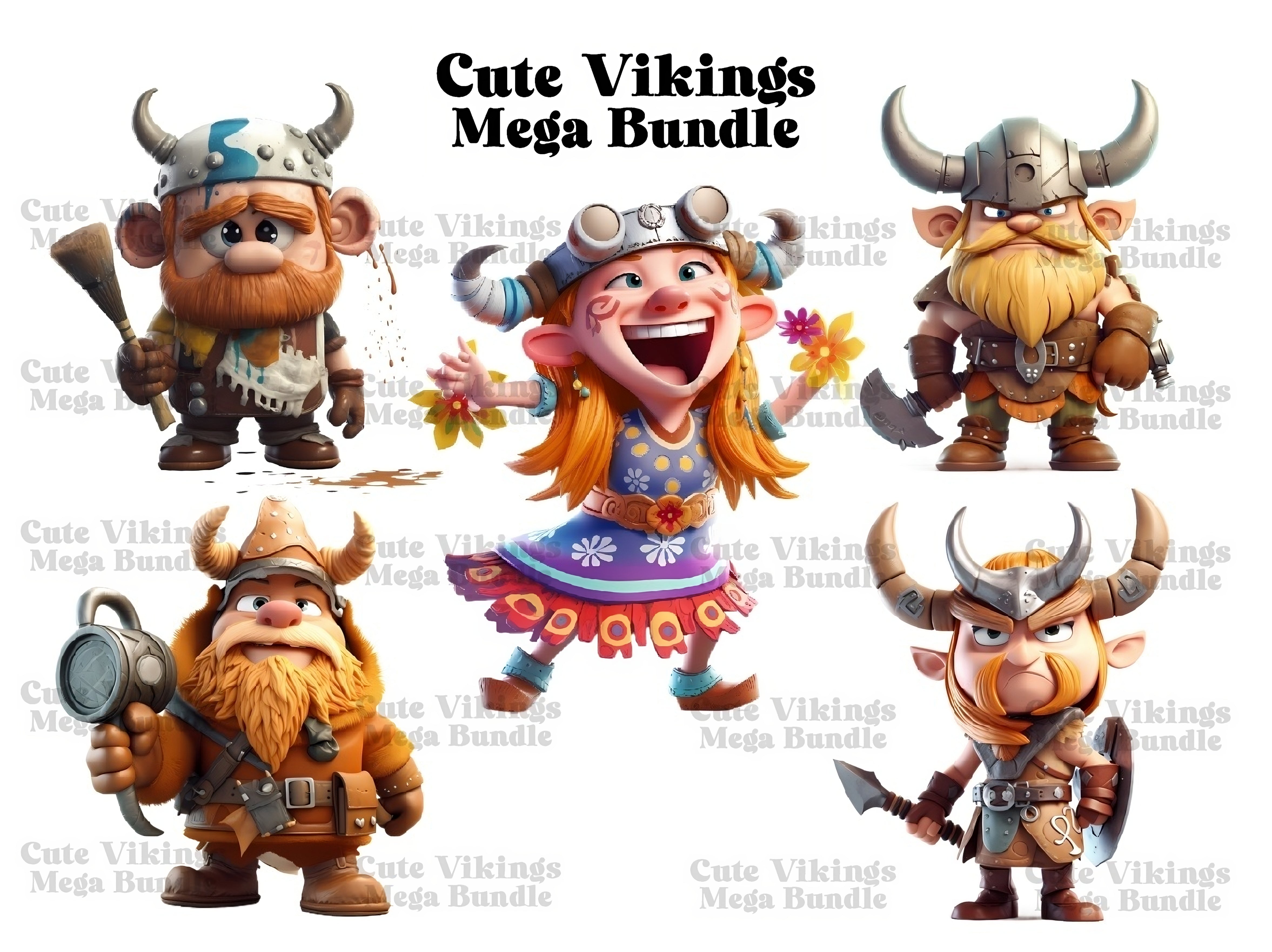 Cute Vikings Clipart - CraftNest