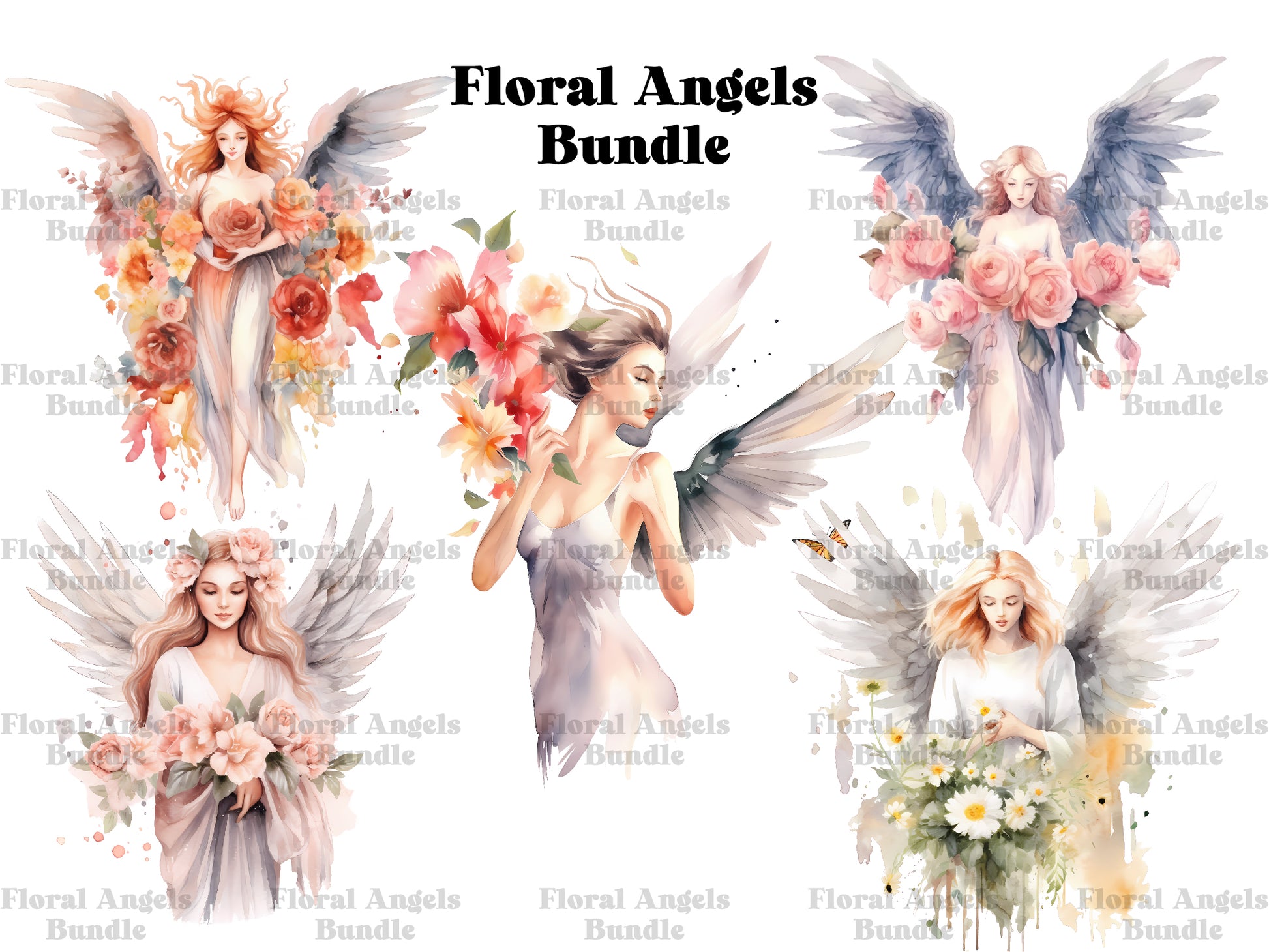 Floral Angels Clipart - CraftNest