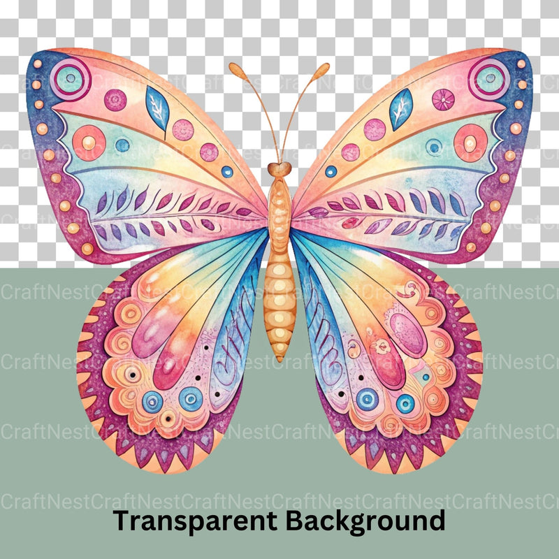 Boho Butterflies Clipart Bundle 1 - CraftNest - Digital Crafting and Art
